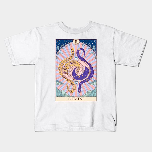 Zodiac sign tarot card Gemini Kids T-Shirt by OccultOmaStore